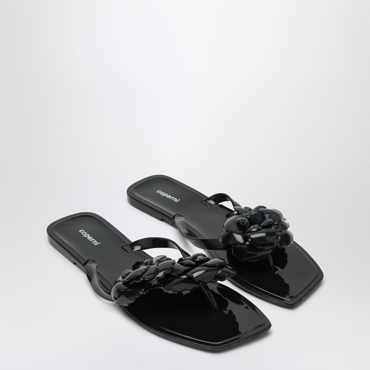 Coperni Black silicone Flower flip-flops